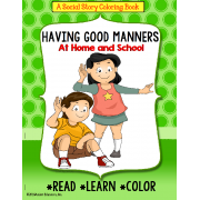 Social Story Coloring Book Series MANNERS with FREE Worksheets for AUTISM